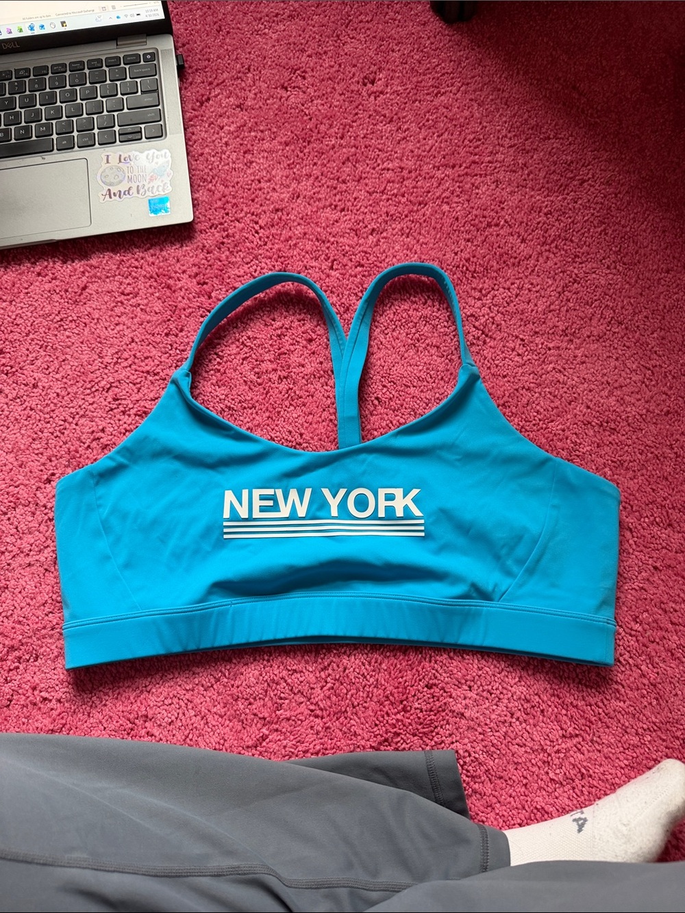 New York branded podium bra from soul cycle